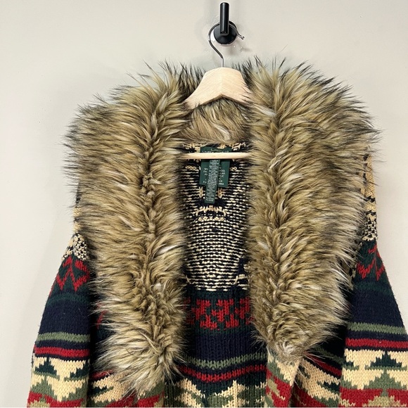 Vintage Ralph Lauren Alpaca Wool Aztec Cardigan - Picture 2 of 7